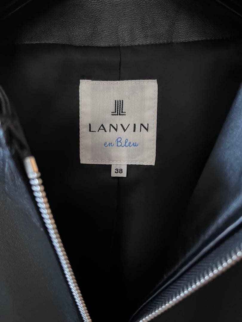 【美品】 LANVIN en Bleu ラムレザージャケット　フリル　ブラック