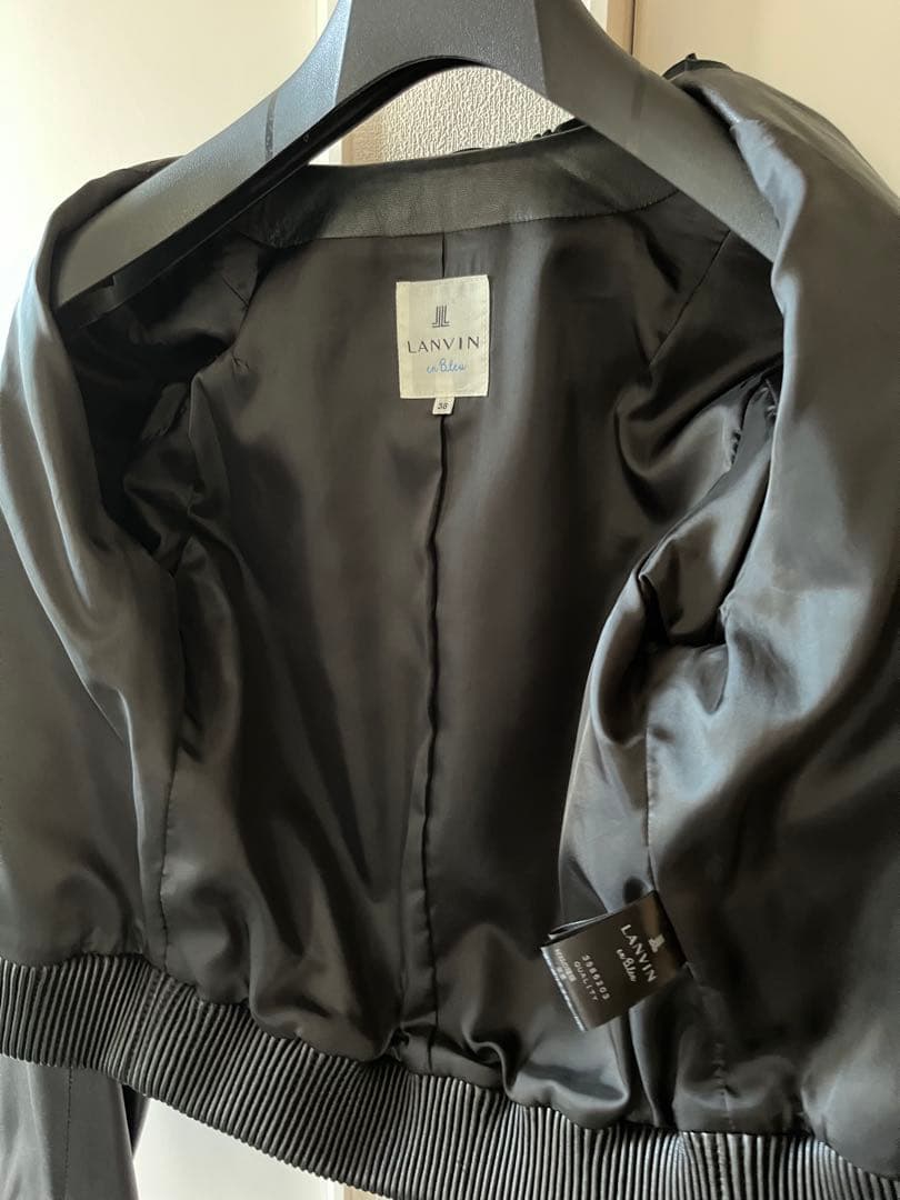 【美品】 LANVIN en Bleu ラムレザージャケット　フリル　ブラック