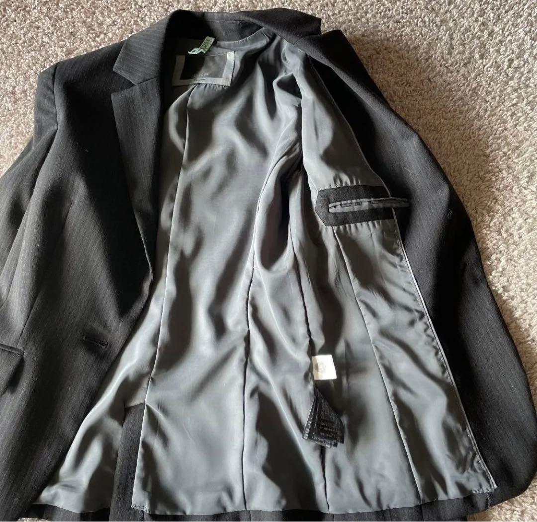 美品　LE SOUK ルスーク ＊ パンツスーツ 38 黒 ストライプ
