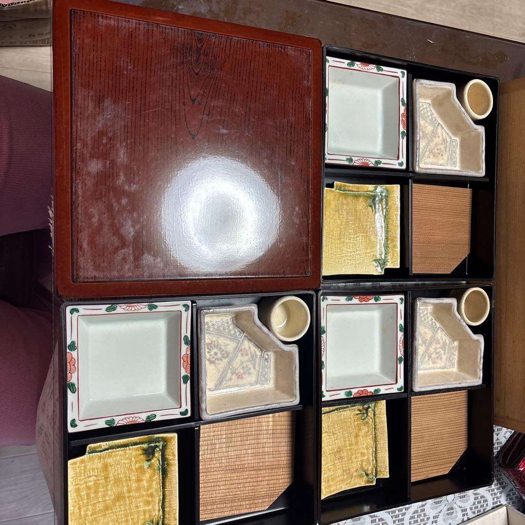 松花堂弁当箱　　陶器付き 4セット