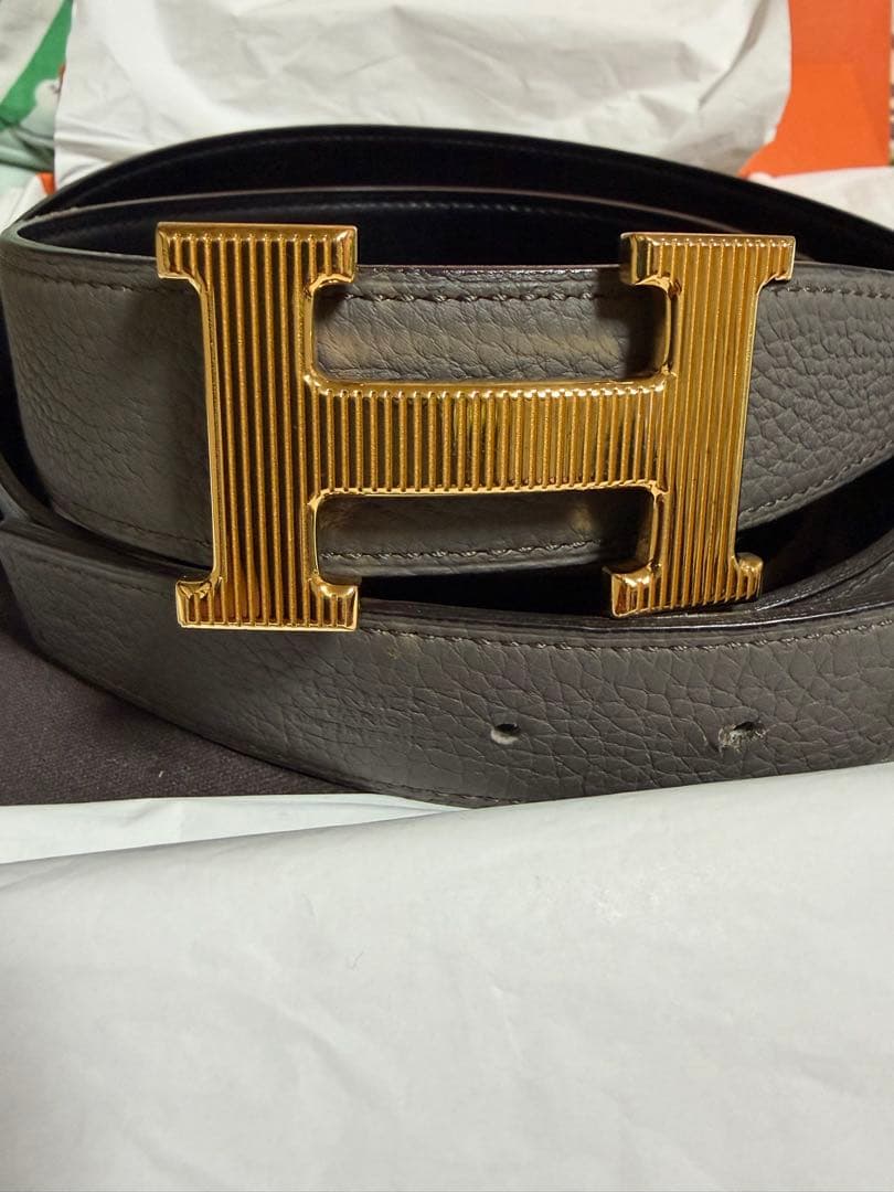 Hermèsレザーベルト90リバーシブル