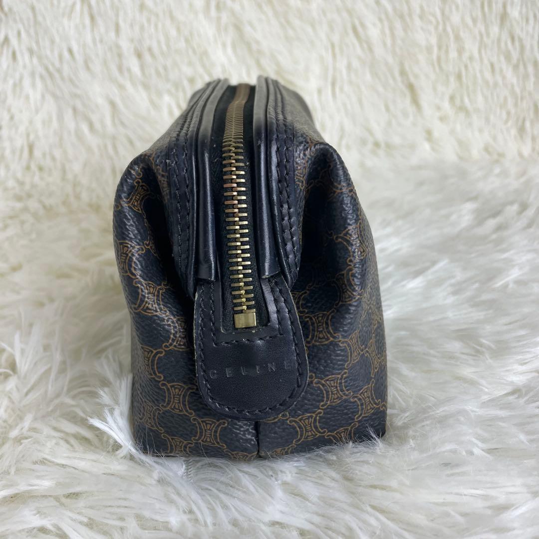 CELINE セリーヌ 黒マカダム ポーチ トリオンフ PVC 化粧ポーチ