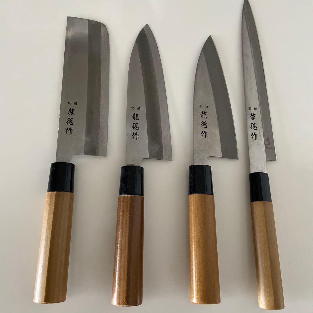 包丁セット 4本 日本製　龍徳作