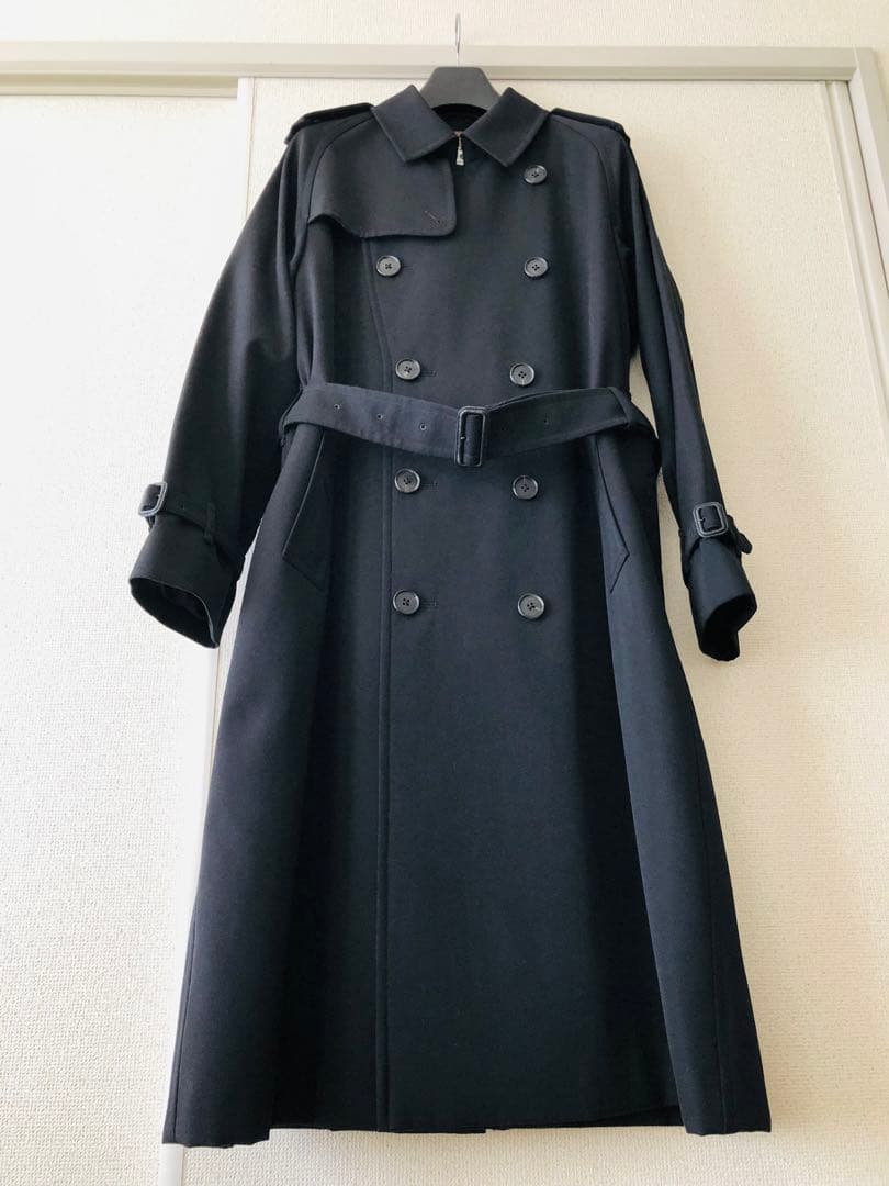 専用❣️高級仕様ユナイテッドアローズト レンチコート黒ウールLステンカラーコート