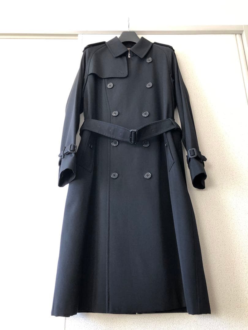 専用❣️高級仕様ユナイテッドアローズト レンチコート黒ウールLステンカラーコート