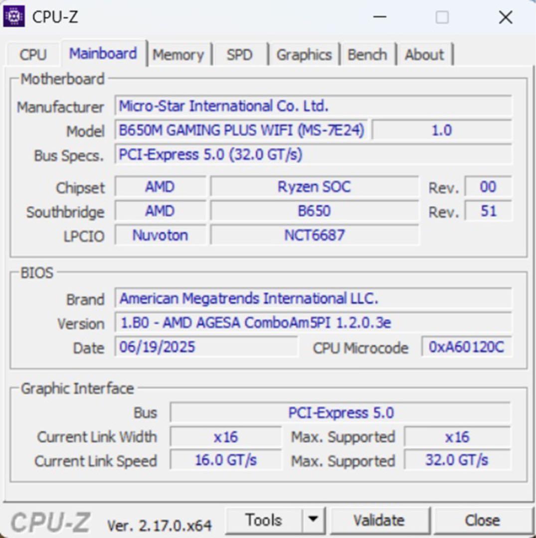 マザーボード MSI B650M GAMING PLUS WIFI M-ATX