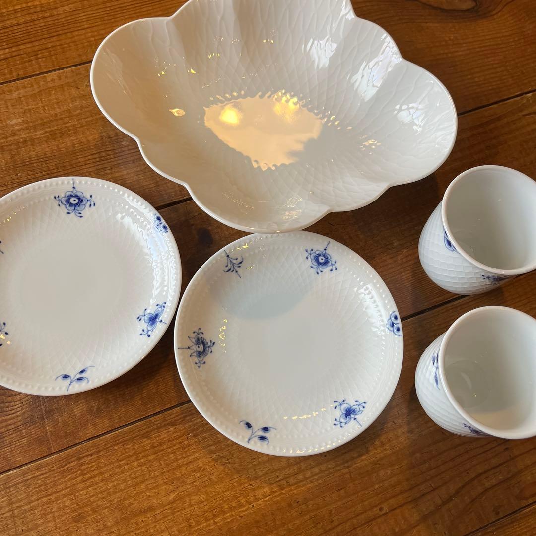 ロイヤルコペンハーゲン★ブルーパルメッテ★ホワイトパルメッテ★5点セット★湯呑み