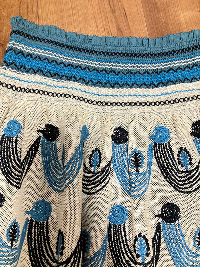 mina perhonen 刺繍スカート サイズ38 twitter 送料込 鳥