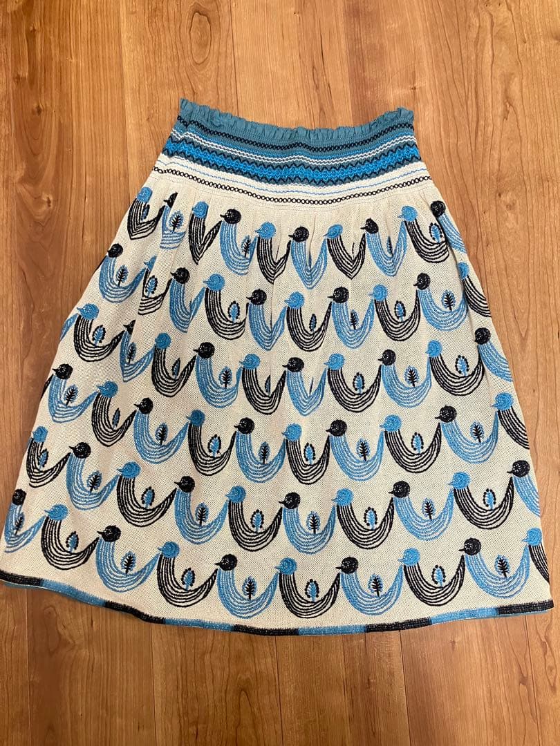mina perhonen 刺繍スカート サイズ38 twitter 送料込 鳥