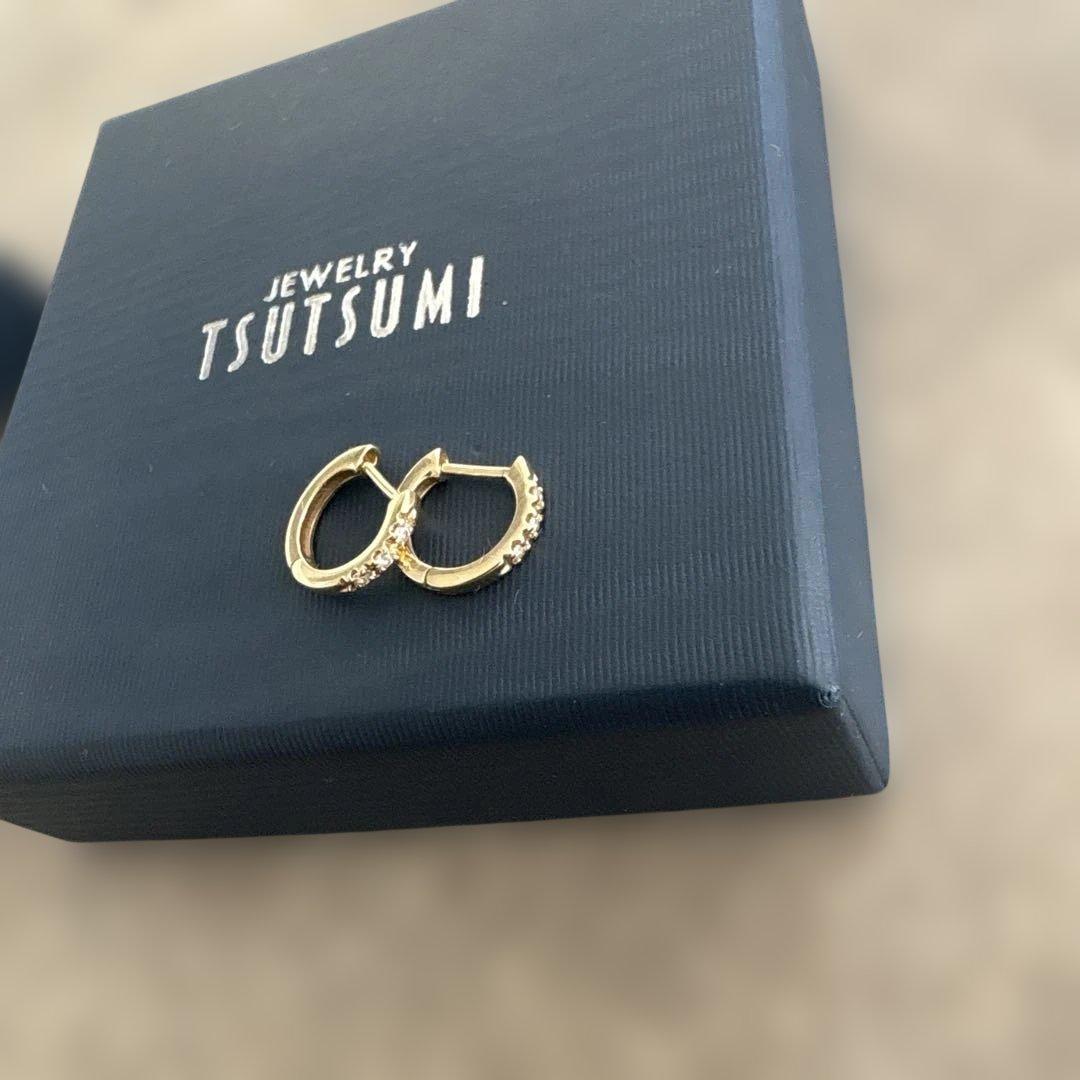 ツツミ❤︎イエローゴールドダイヤモンドフープピアス　K10