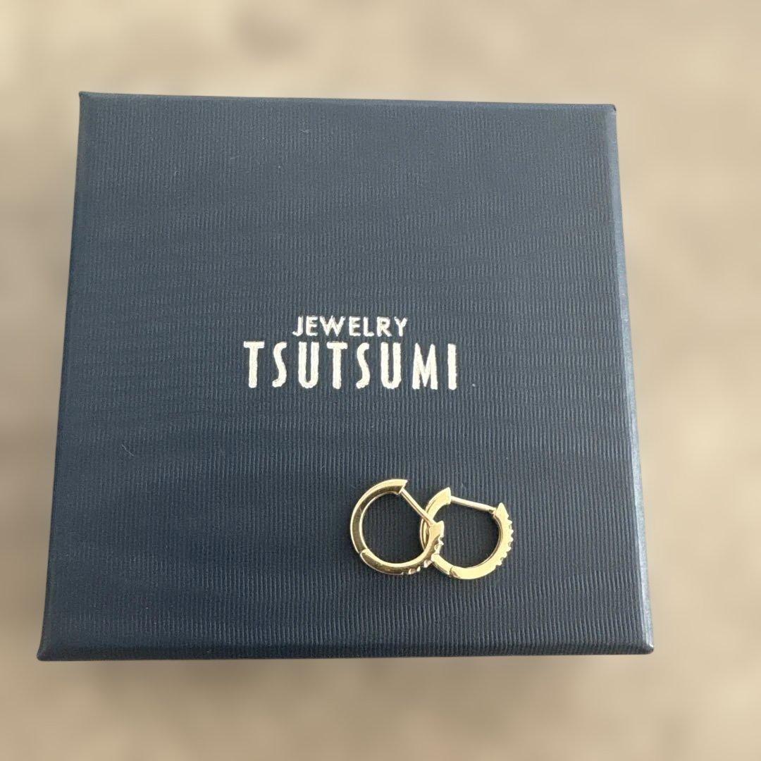 ツツミ❤︎イエローゴールドダイヤモンドフープピアス　K10