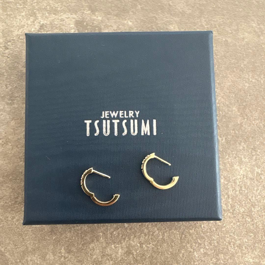 ツツミ❤︎イエローゴールドダイヤモンドフープピアス　K10