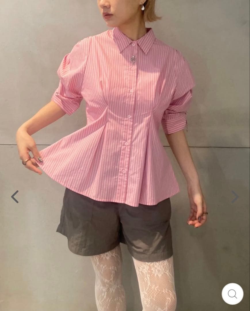 トップス POPPY CANDY PUFF STRIPE SHIRT (PINK)