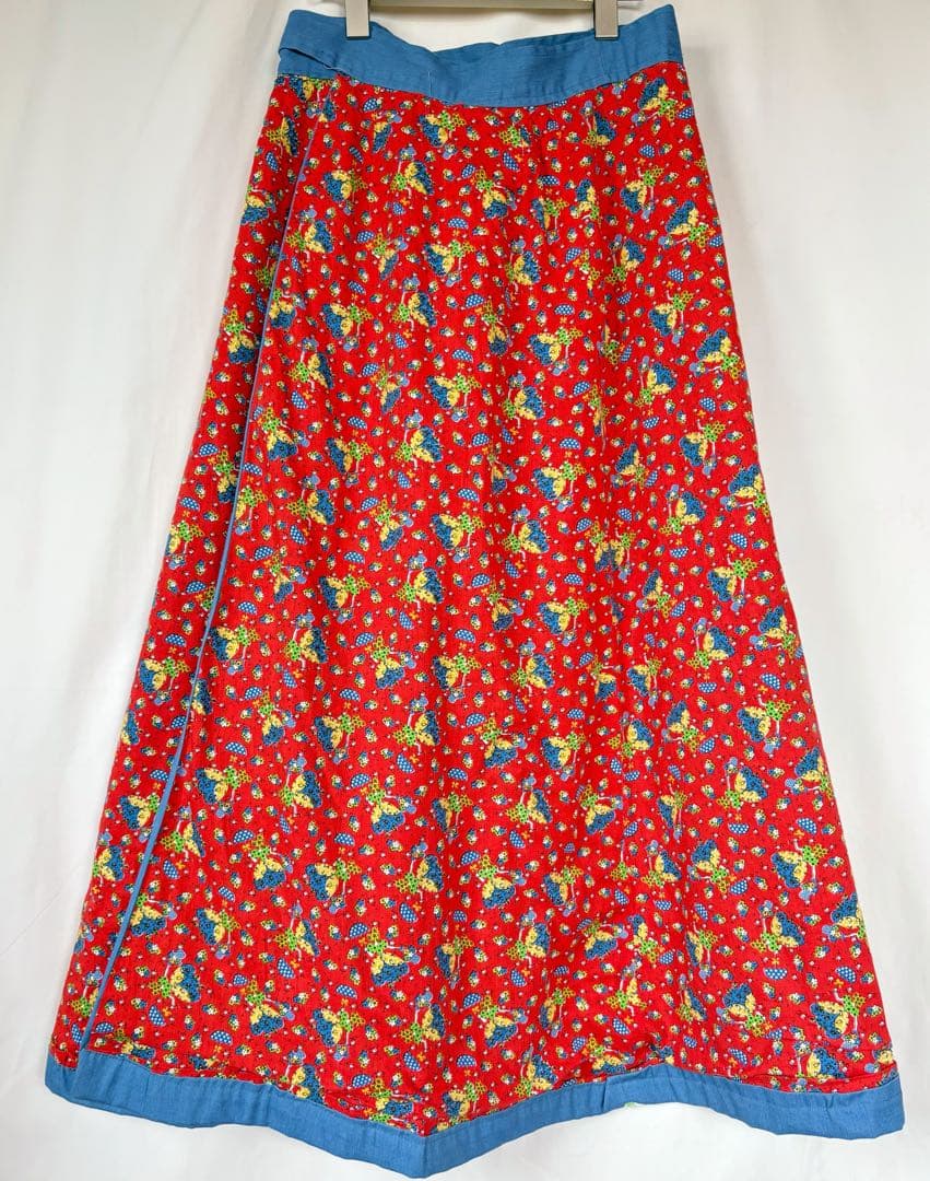 70s vintage パッチワーク アップリケキルト ラップ スカート