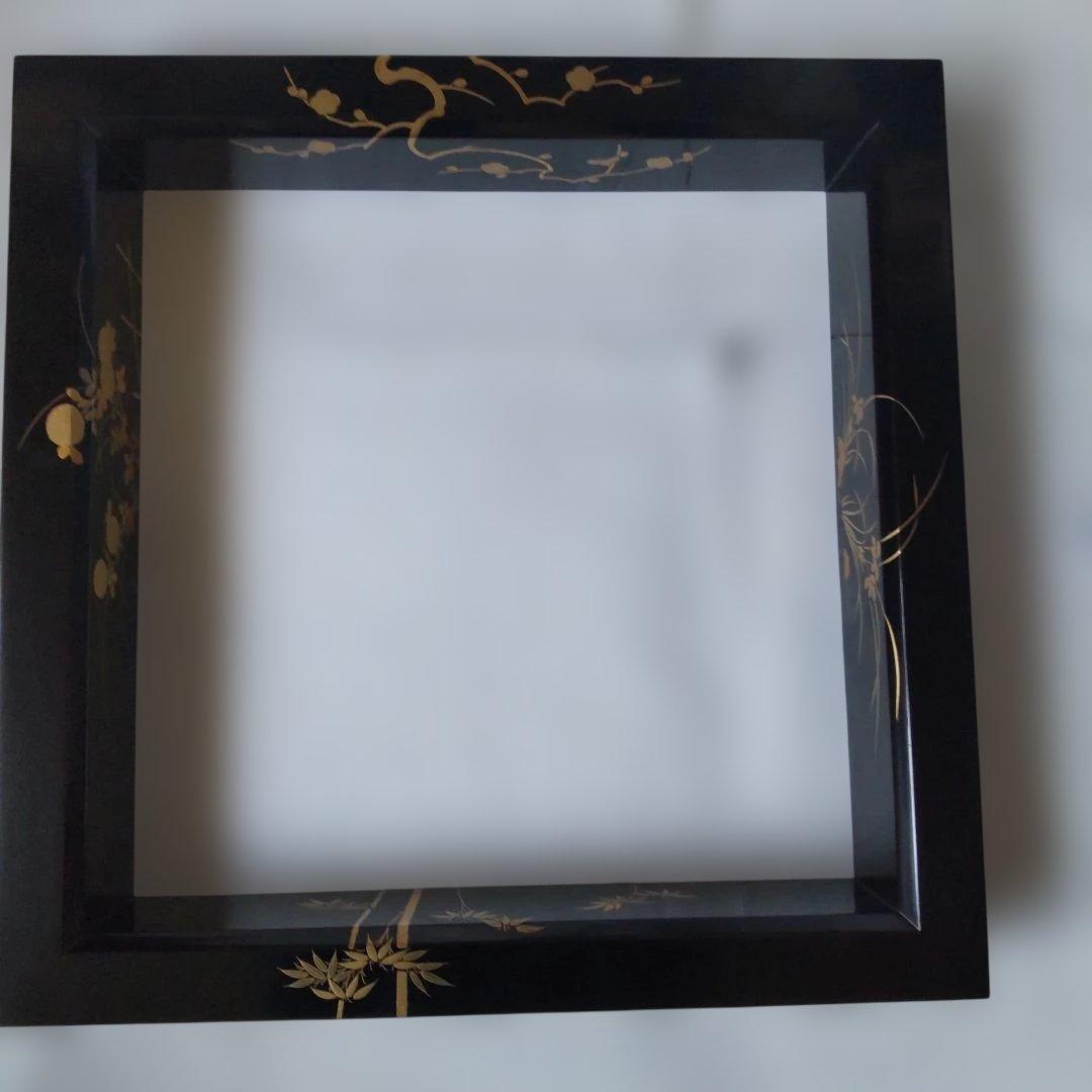 炉縁 塗師 林哲山 作『 四季草花蒔絵 』 四君子 金蒔絵 共箱 茶道具 美品