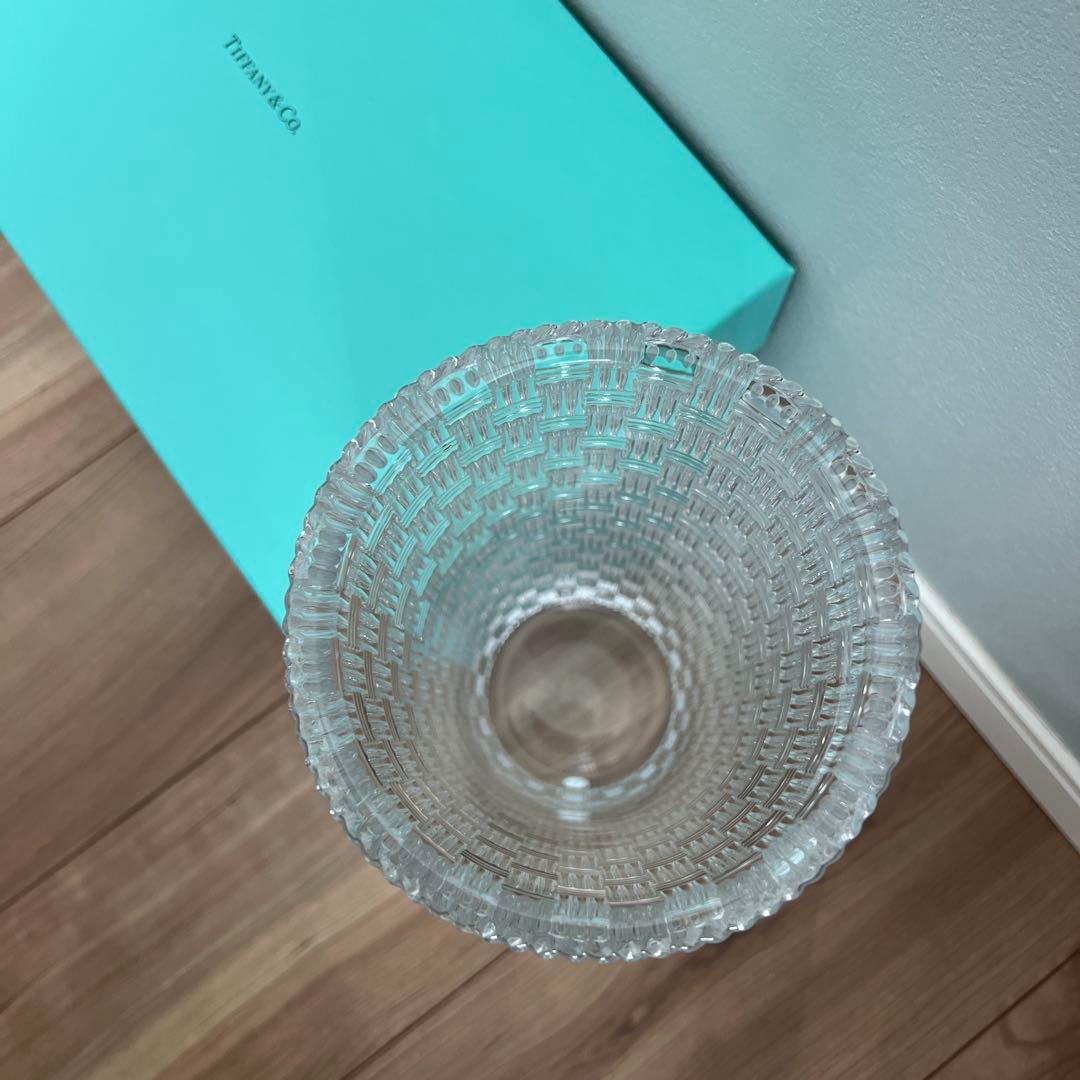 【TIFFANY&Co.】新品クリスタル花瓶 編み込み模様　フラワーベース