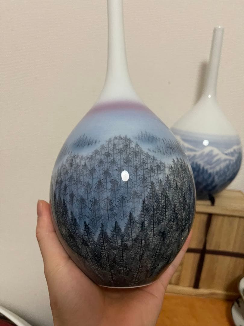 風景画陶器花瓶（2点セット）