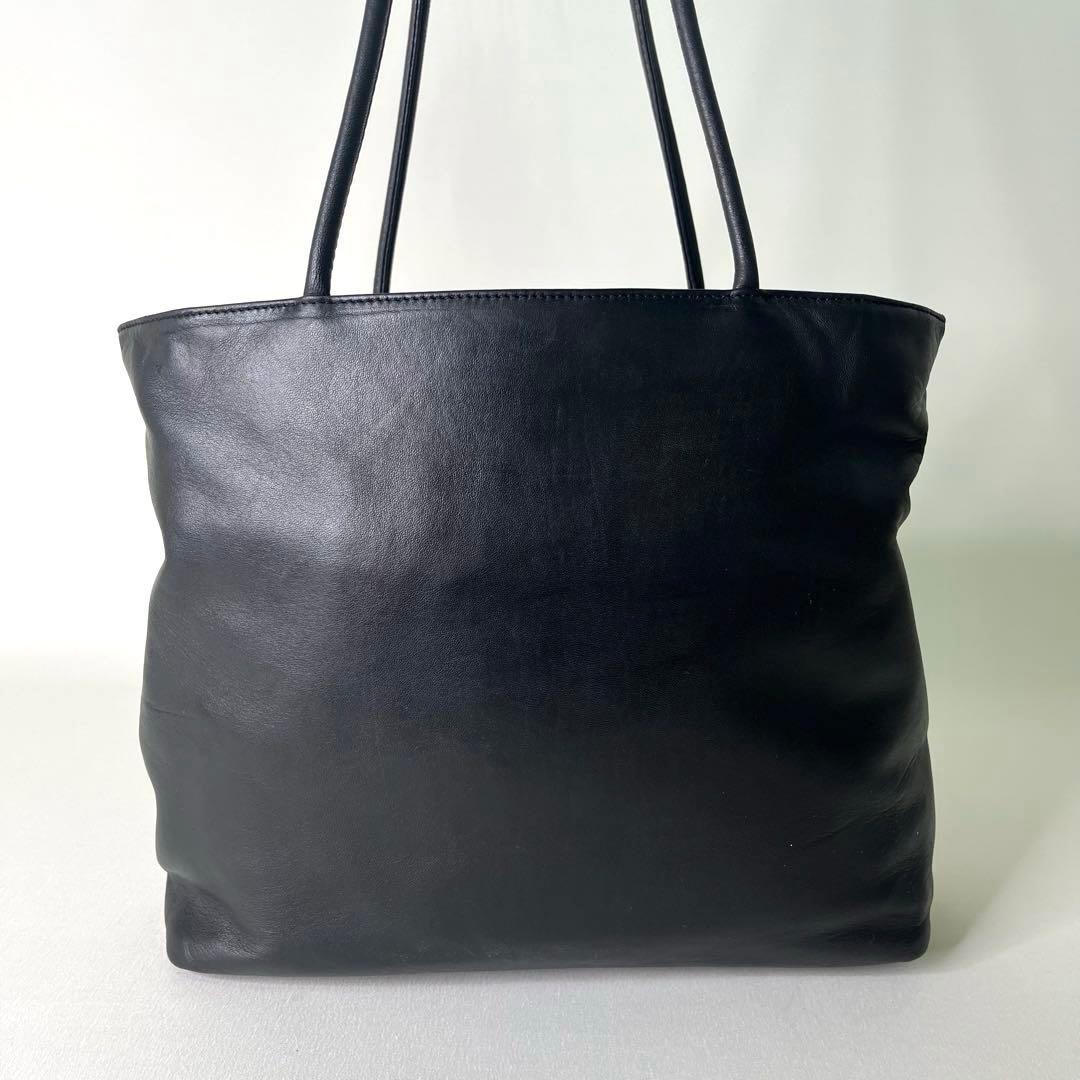 【希少】PRADA/ナッパレザー/トートバッグ/オールレザー/三角ロゴ/ラム