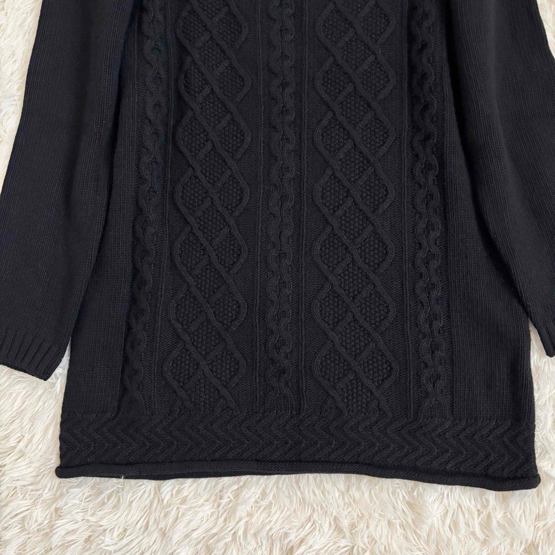 マックスマーラ ケーブルニット カシミヤ ロング ブラック クールネック ボタン
