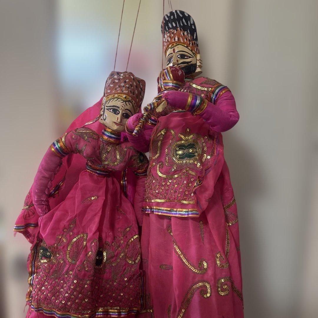 80センチ弱インド　マハラジャ操り人形2人