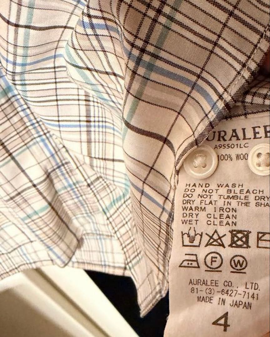 美品 AURALEE SUPER LIGHT WOOL CHECK SHIRTS
