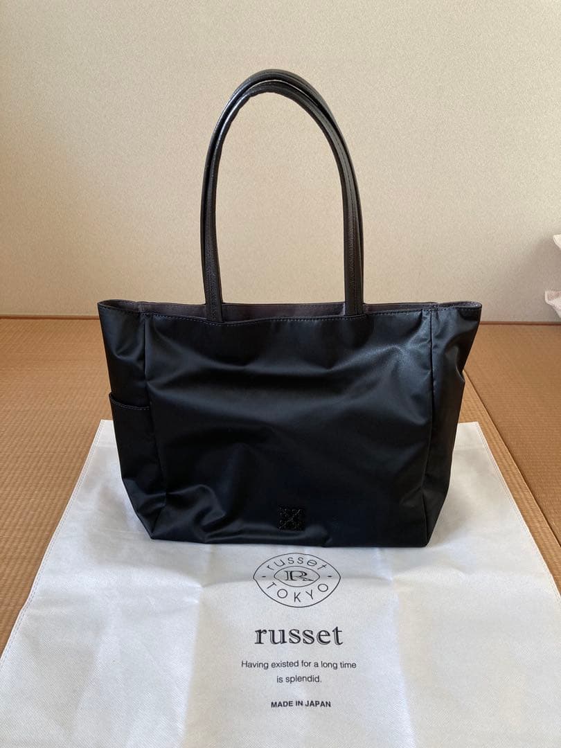 russet クラウズナイロン　ブラック トートバッグ