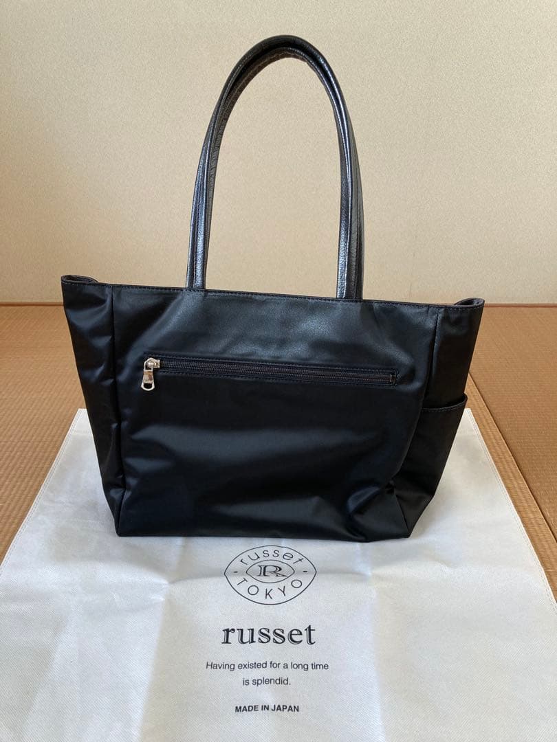 russet クラウズナイロン　ブラック トートバッグ
