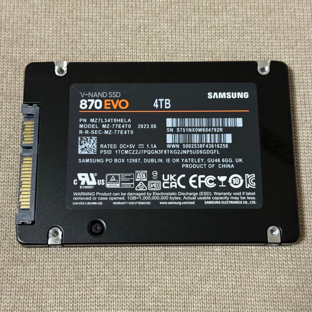 【ほぼ未使用】Samsung SSD 870 EVO 4TB