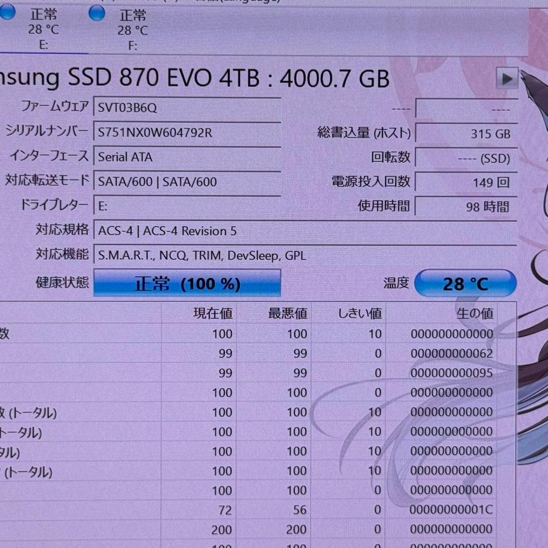 【ほぼ未使用】Samsung SSD 870 EVO 4TB