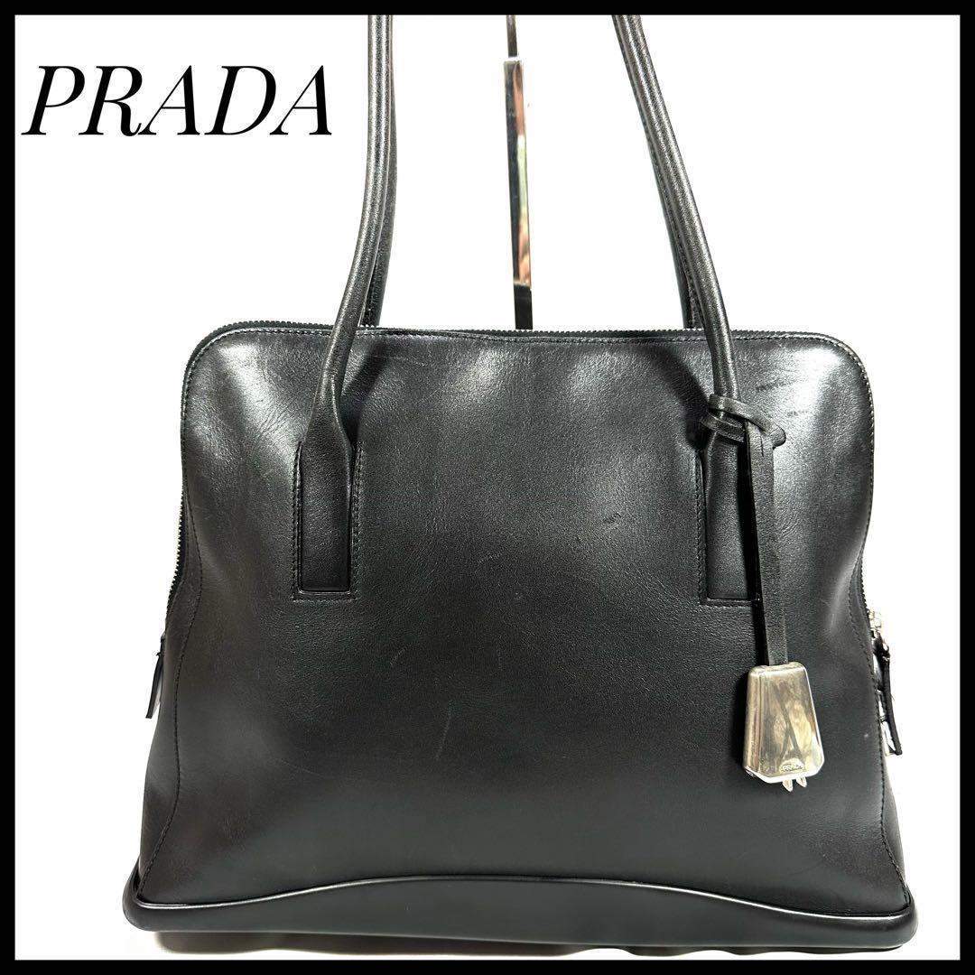 PRADA プラダトートバッグ　ブラック　シルバー　レザー　手持ちバッグ　鞄