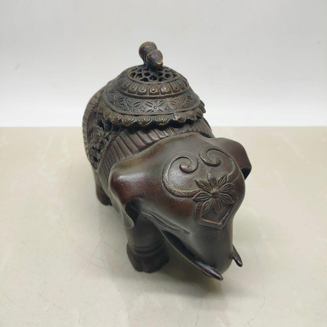めでたい如意銅象 香炉 銅香炉 工芸品 美術品 置物