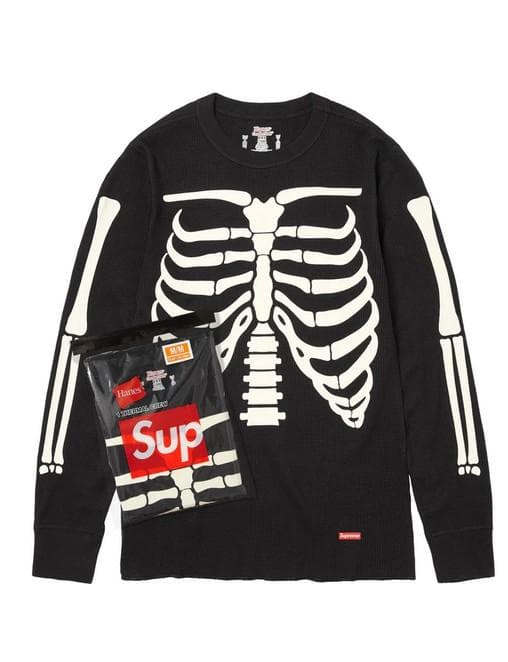 【S・黒】Supreme Hanes Bones Thermal Crew