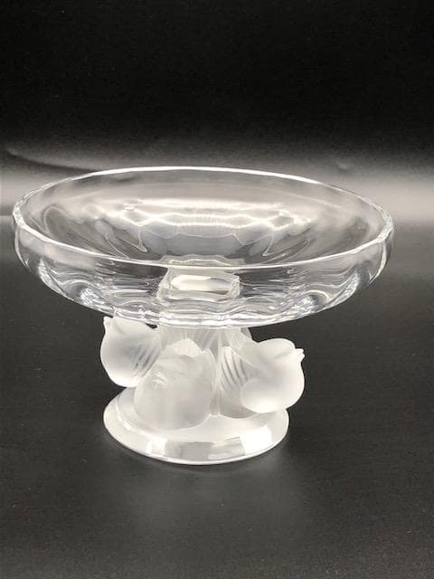 ラリック　コンポート用の透明感のあるクリスタルガラスのお皿