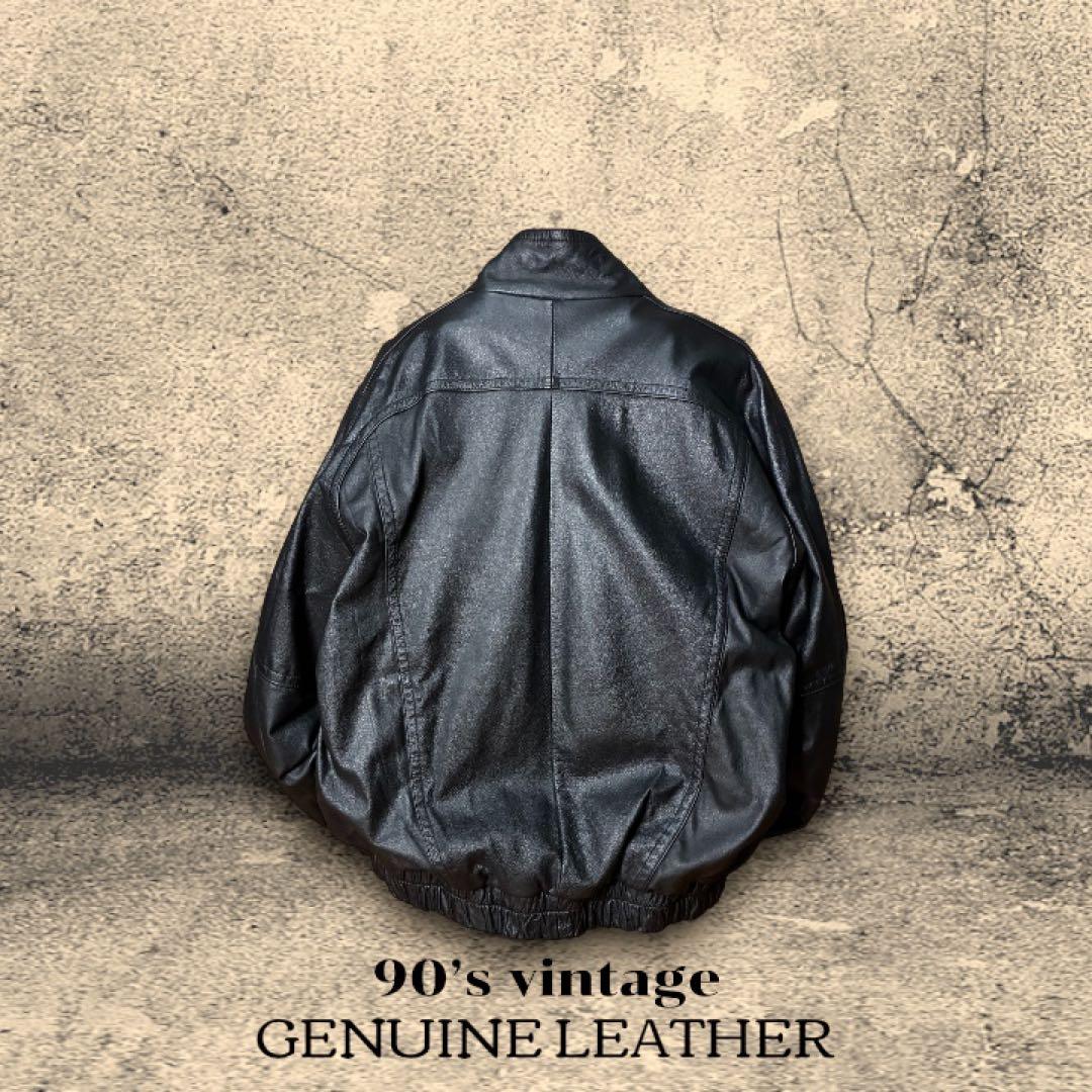 90s レザージャケット 短丈 本革 ブラック L 古着 Y2K 革ジャン 美品