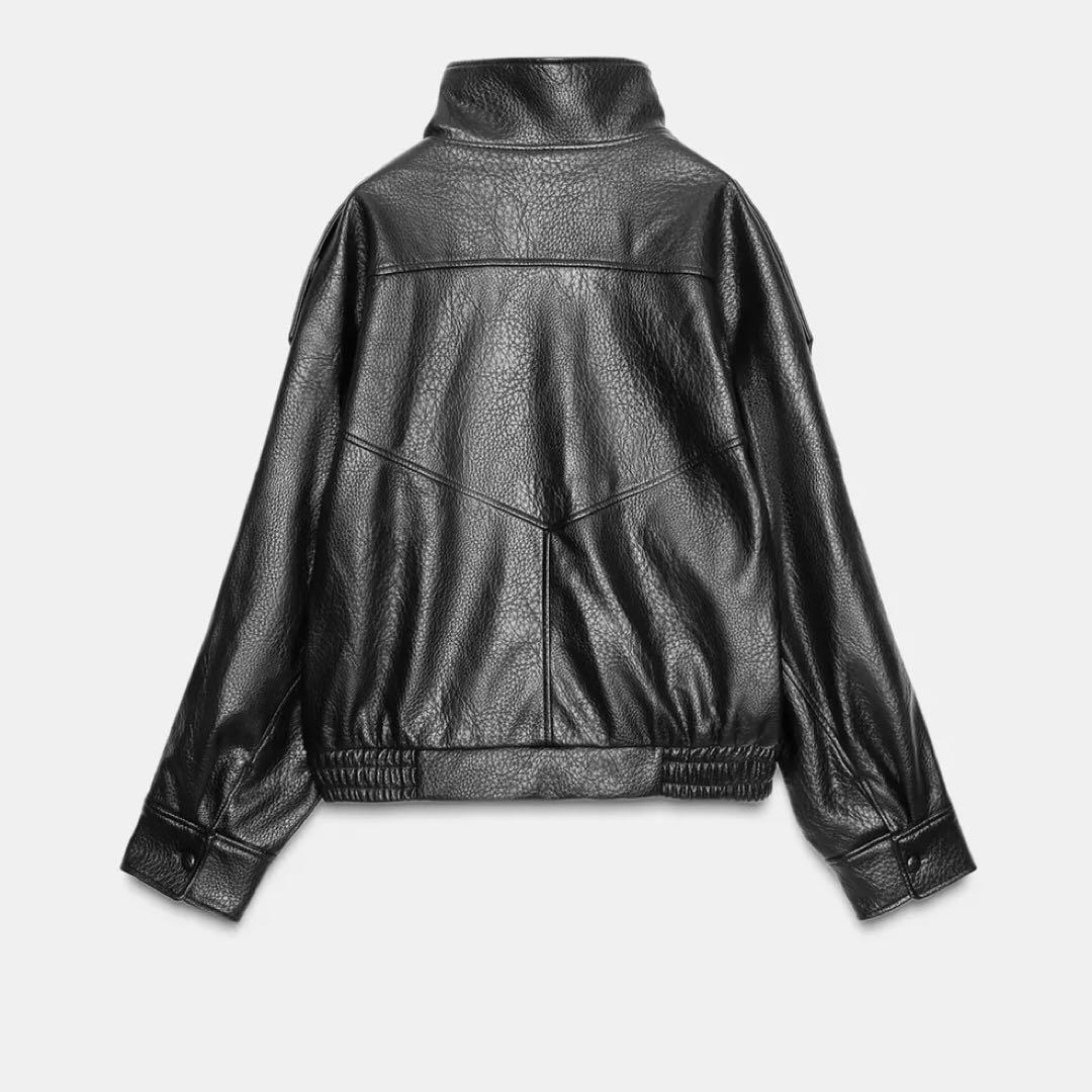【ZARA】フェイクレザージャケット　XS/ブラック（新品）