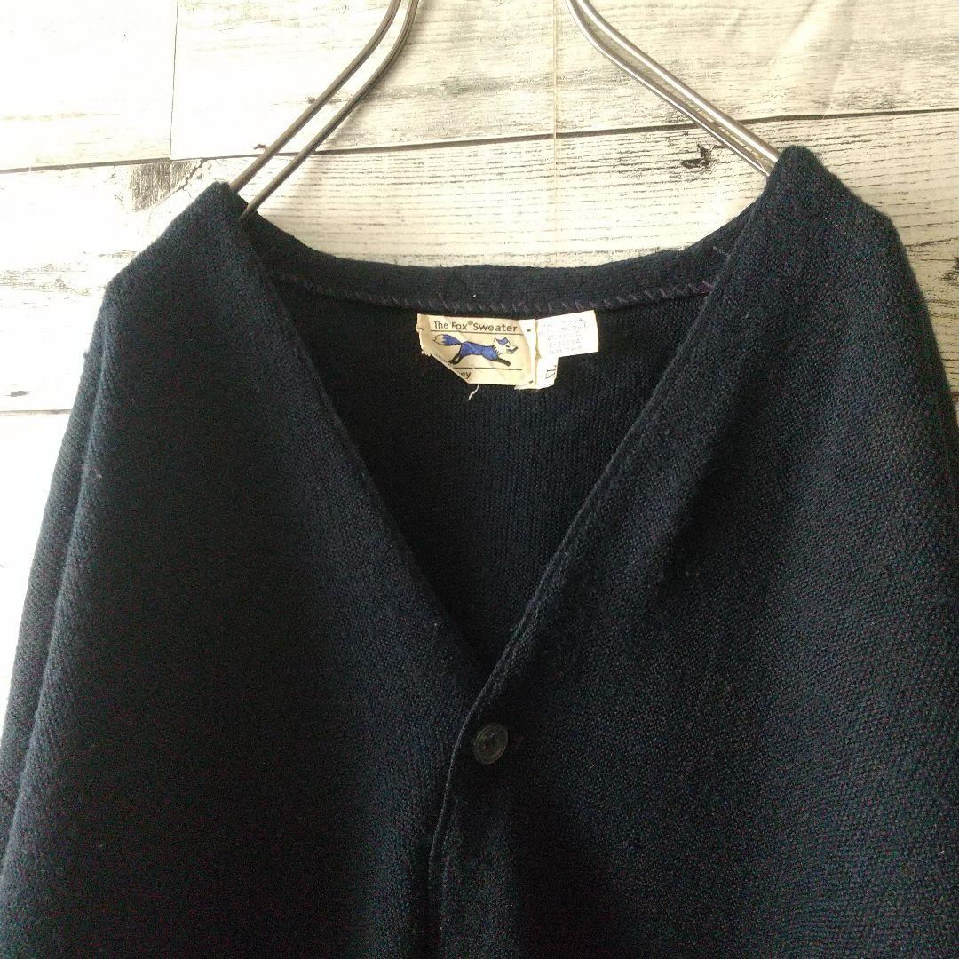 希少サイズ☆USA製 80s JCPenney アクリルカーディガン XL 紺