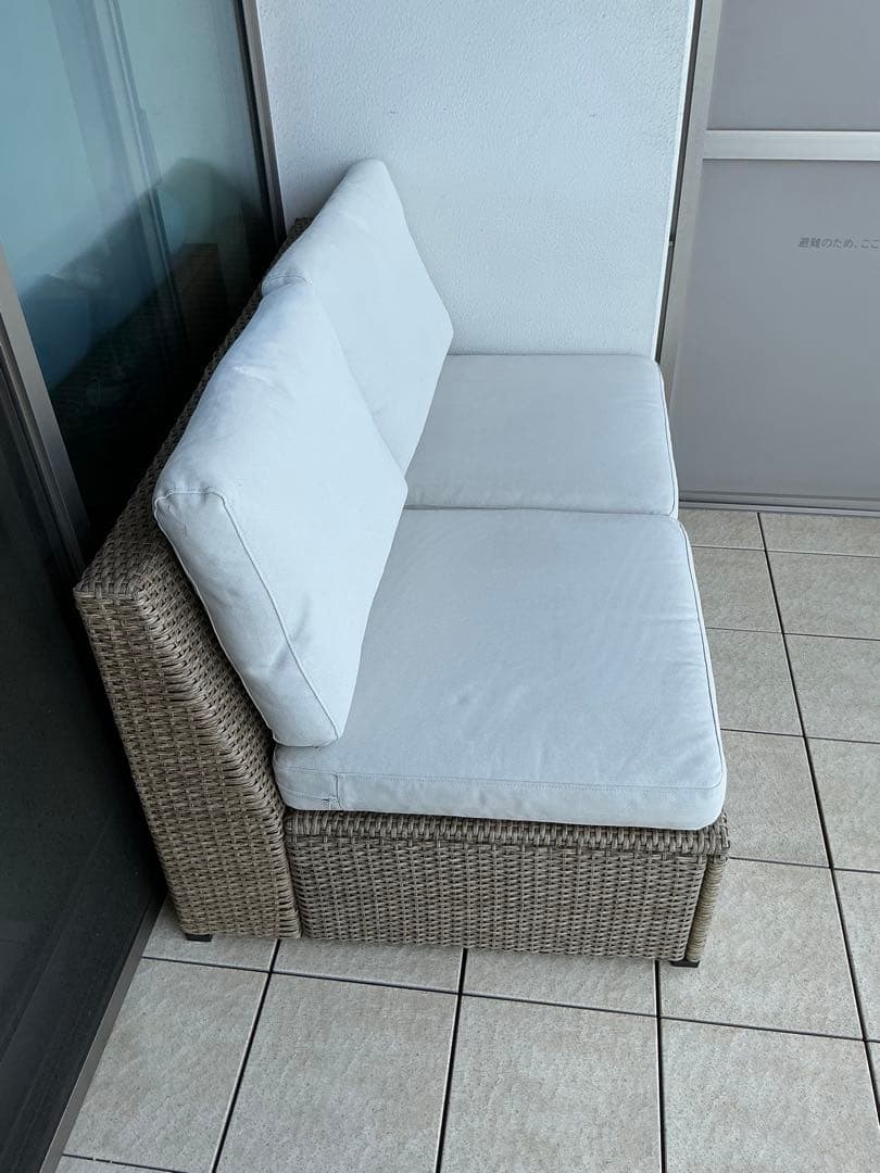 屋外　二人掛けソファ クッションとカバー付き IKEA SOLLERON