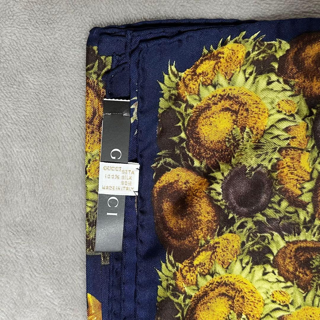 ■GUCCI　■スカーフ　■花　■ネイビー　■ひまわり　■ヴィンテージ