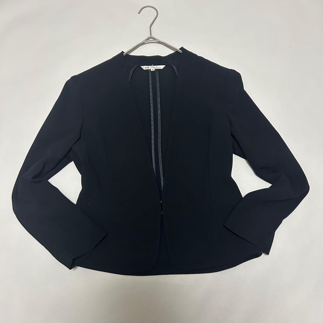 美品✨23区 スーツ セットアップ パンツ ノーカラー ボタンレス ビジネス 黒