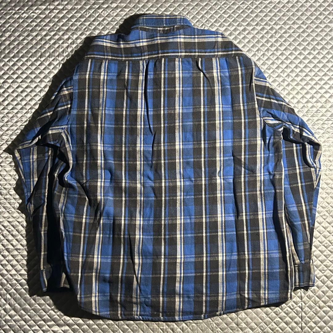し*う様 90s FIVEBROTHER ヘビネルチェックシャツ 青 USA ビ