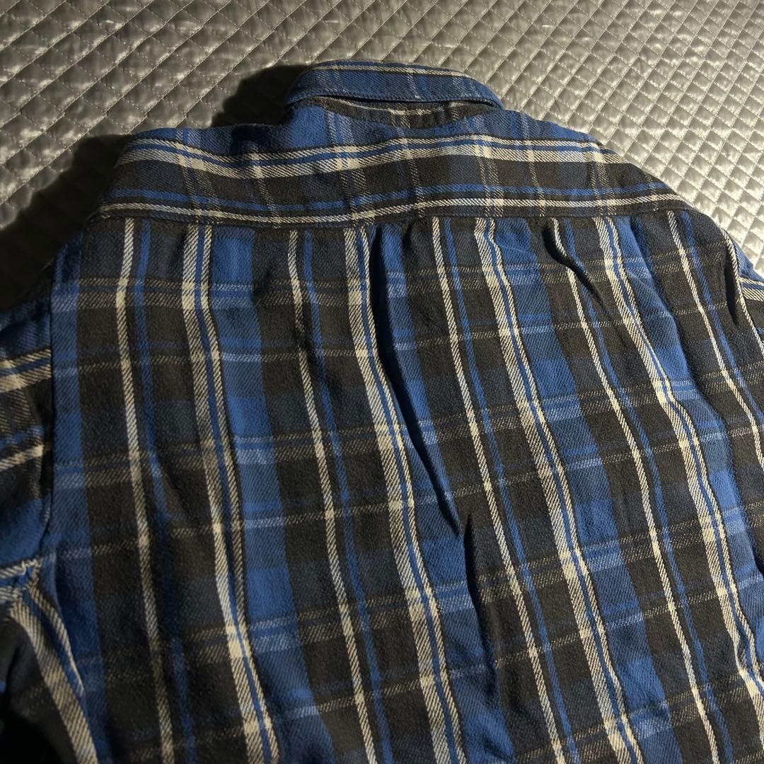 し*う様 90s FIVEBROTHER ヘビネルチェックシャツ 青 USA ビ