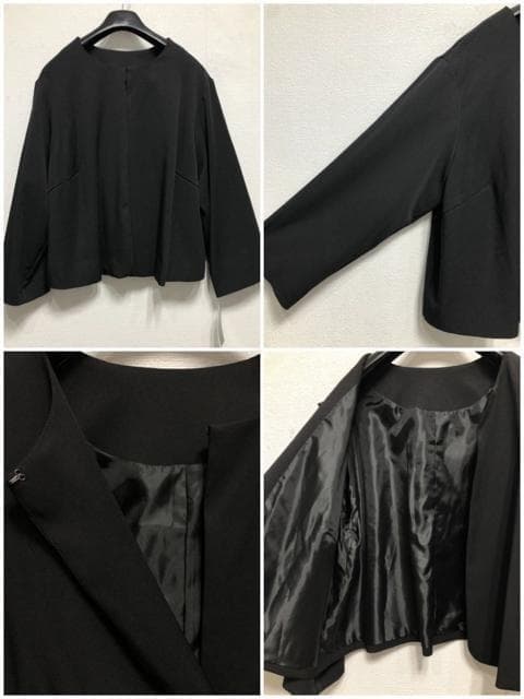 新品☆5L♪黒無地♪ブラックフォーマル♪9分丈ストレッチパンツスーツ◯G124