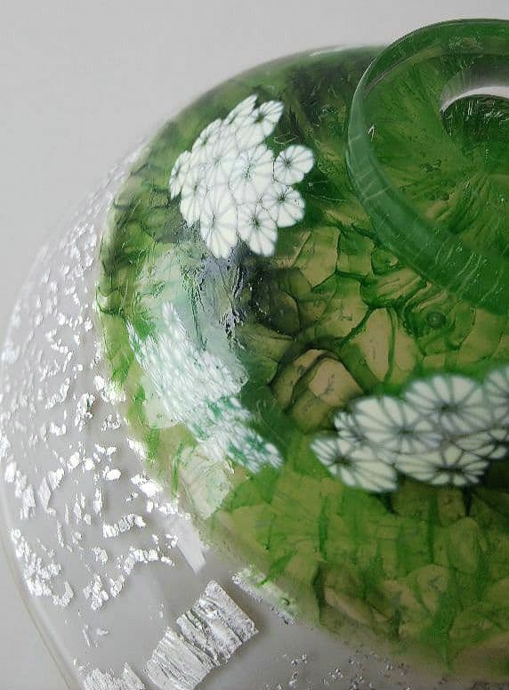 ★花のムリーニと銀箔★インカルモ茶碗