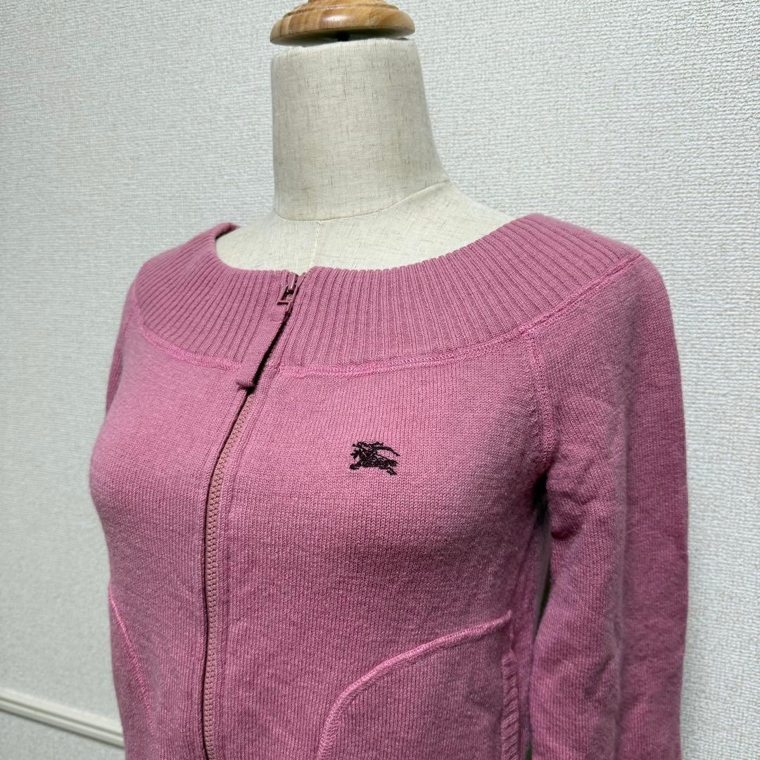 BURBERRY LONDON ピンク　ウールニット38 М フロントジッパー