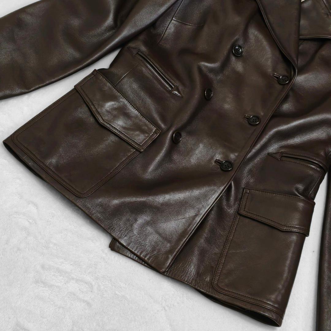 LOEWE ロエベ レザージャケット ブラウン M