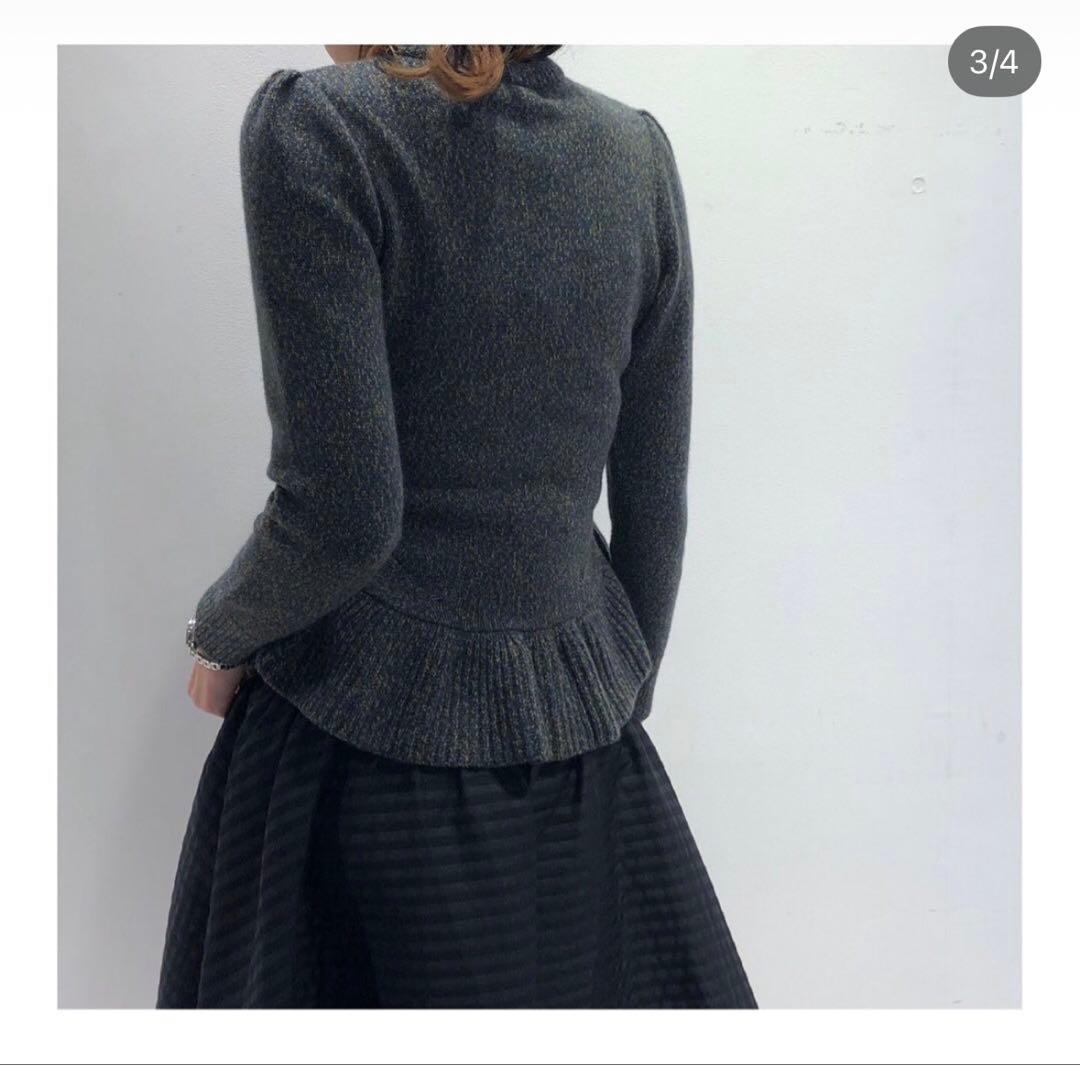 BORDERS AT BALCONY カシミアペプラム ニット　36グレー