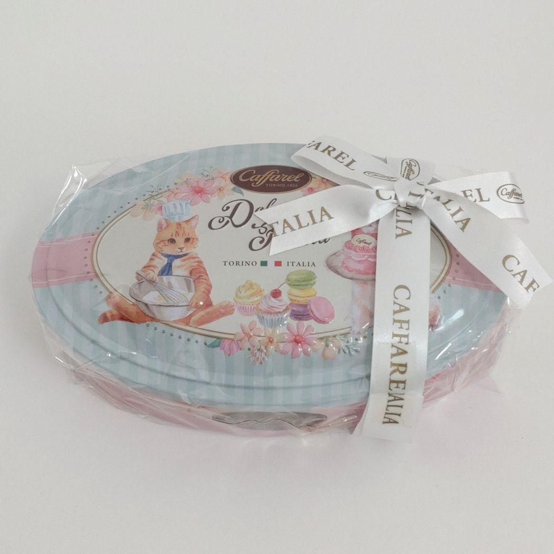 ♡希少♡カファレル　小物入れ　缶　キャニスター缶　　白猫　茶トラ　猫　ネコ
