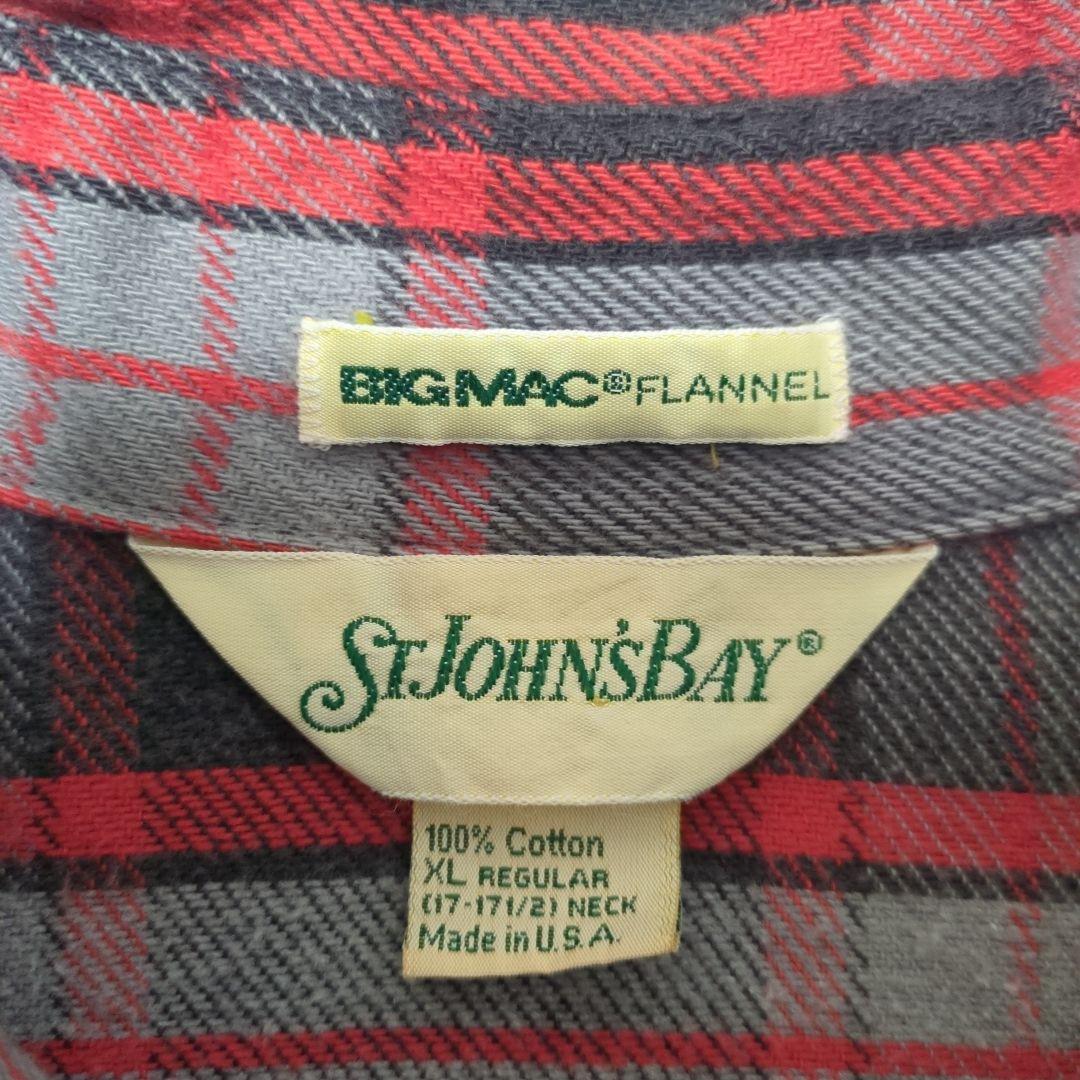80s ST JOHNS BAY チェック柄ネルシャツ USA製 XL