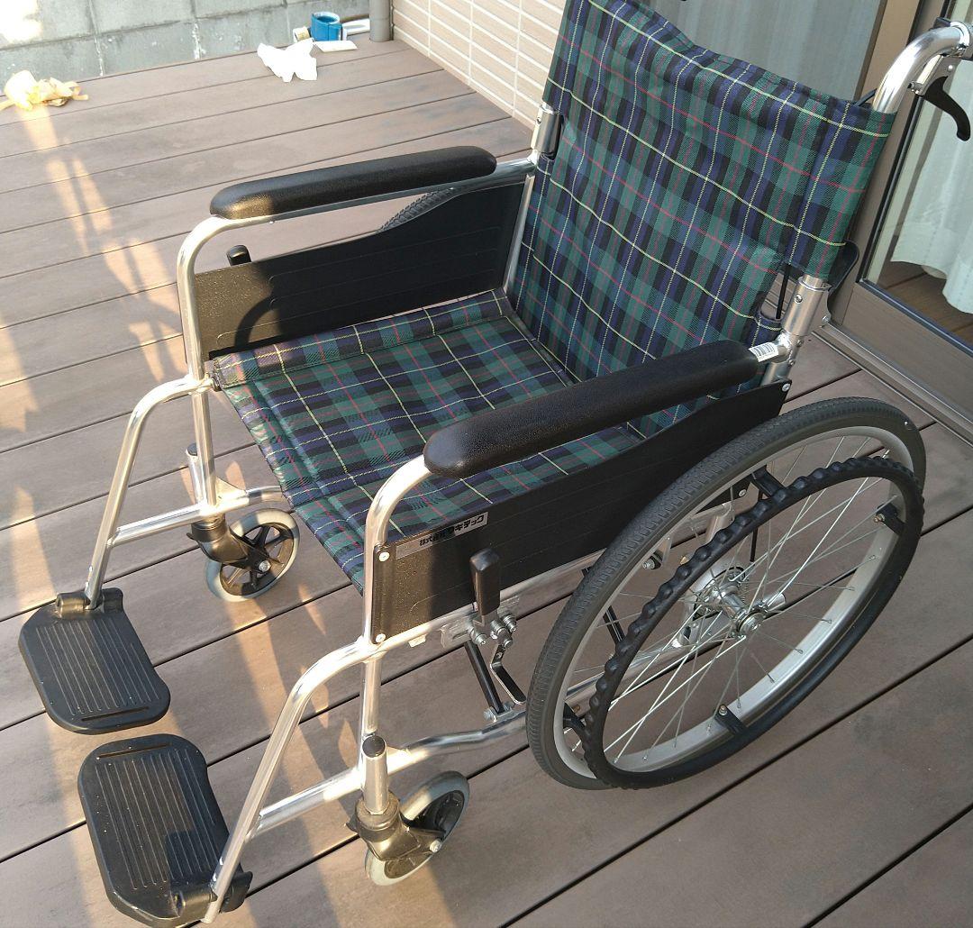 マキテック 自走用車椅子 チェック柄