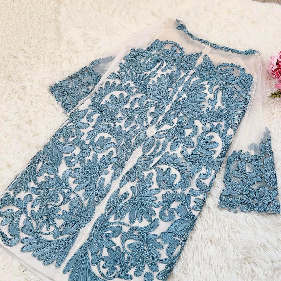 GRACE CONTINENTAL　サテンコード刺繍ワンピース　フォーマル　36